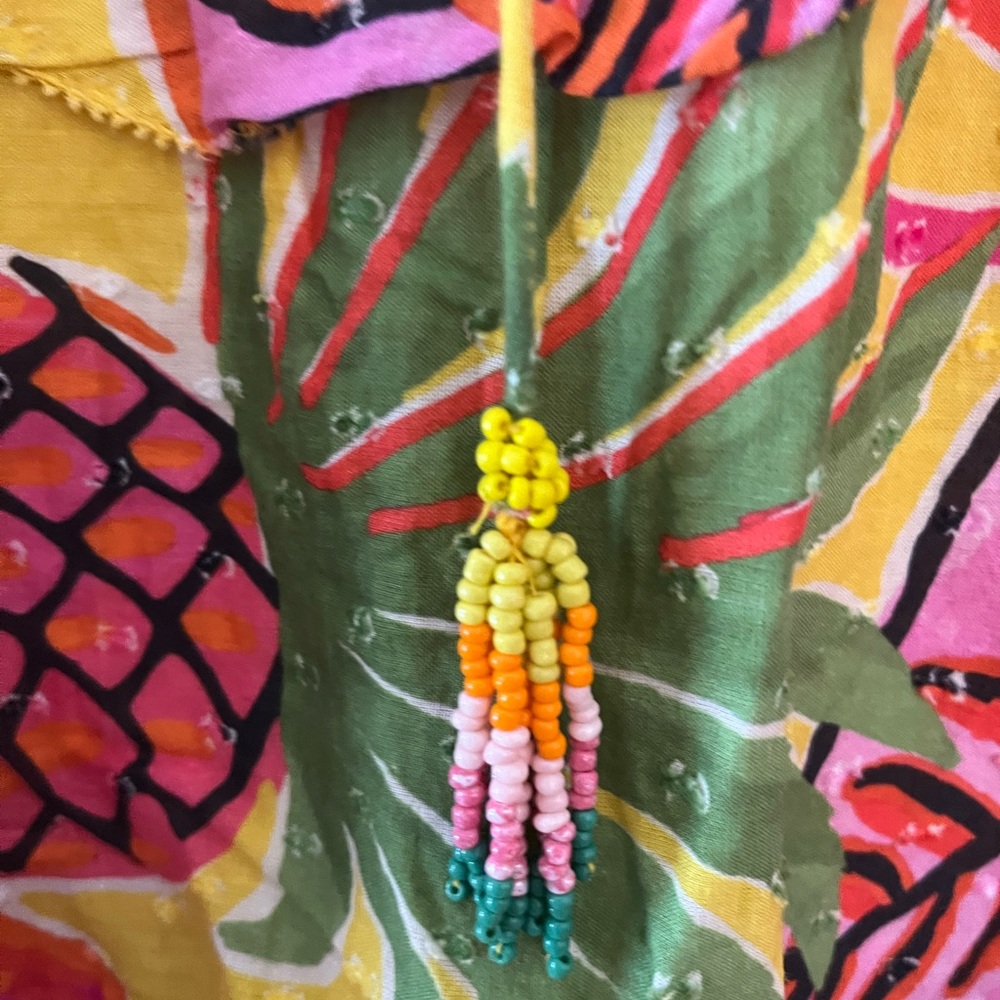 FARM Rio Pink Yellow Green Pineapple Print Midi Dress - Picture 4 of 6